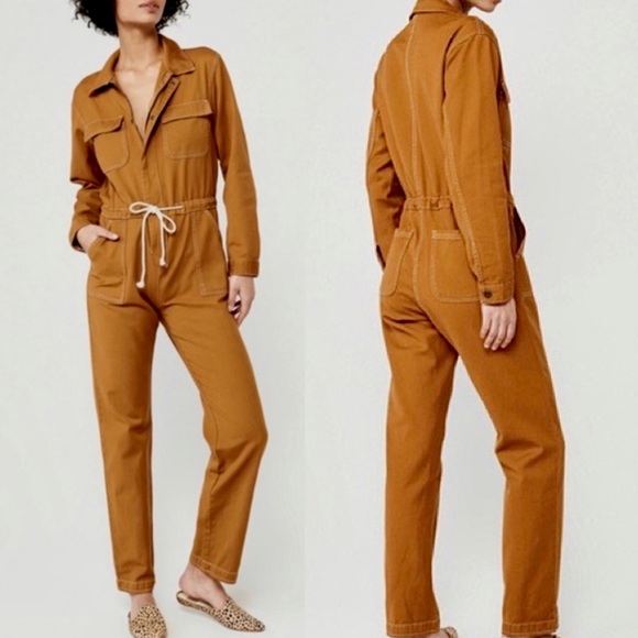 ✨New ABERCROMBIE & FITCH Utility Jumpsuit Camel Small - Picture 2 of 9